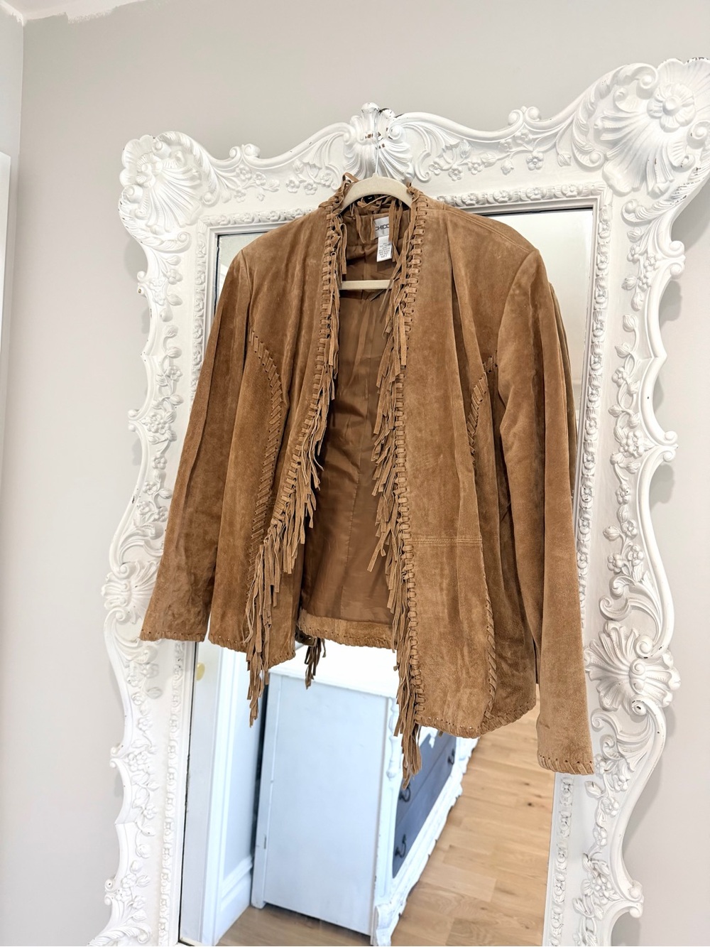 Chico's Camel Brown Suede Leather Fringe Western Jacket - Picture 6 of 6